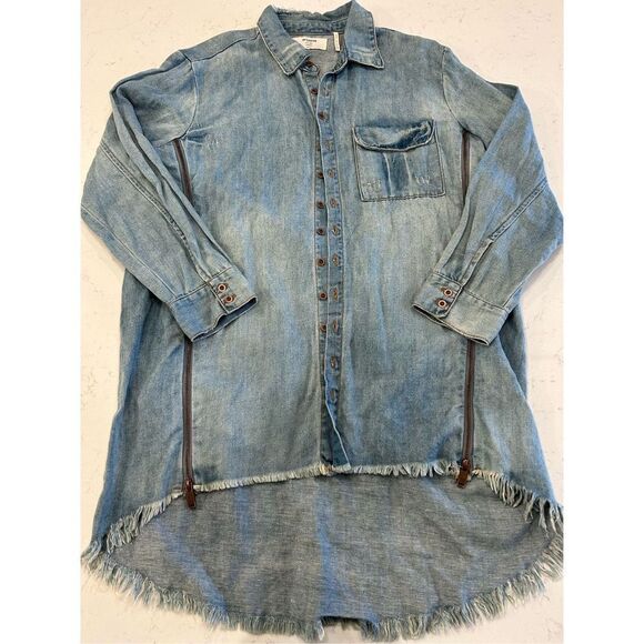 One teaspoon distressed denim chambray blue oversized button up shirt tunic s - Picture 12 of 12